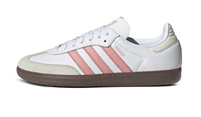 White Samba Pink Stripes